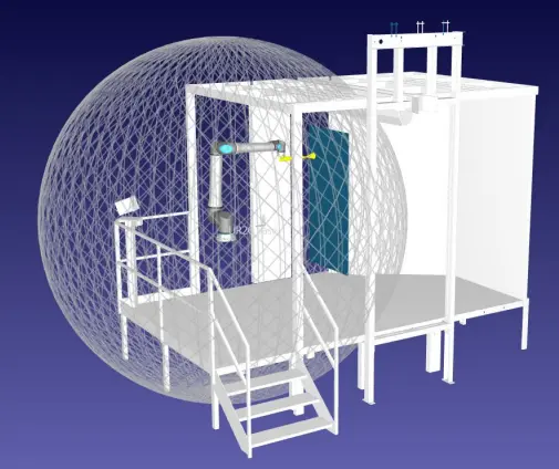Simulation of reach in powdercoating setup